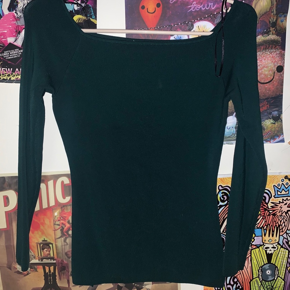 Green off the shoulder shirt